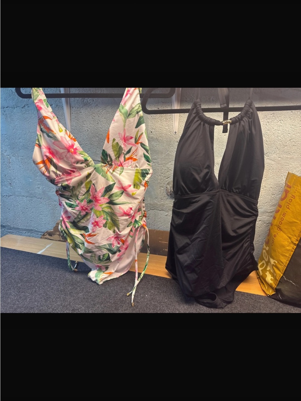 Ralph Lauren Floral Pink & Black Girls One-Piece Swimsuits